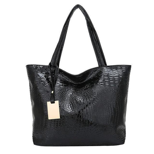 Planet Gates Black / 33x11x31cm Women Large Capacity Handbags Soft PU Leather Crocodile Bag Ladies Casual Shopping Tote Bags Shoulder Bags Sac Main Silver Gold