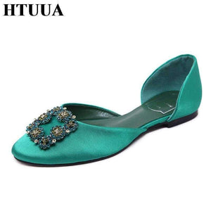 Planet Gates Black / 35 HTUUA 2018 New Arrival Women Flats Spring Summer Silk Crystal Fashion Ballerina Ballet Flat Shoes Slip On Work Shoes SX1043