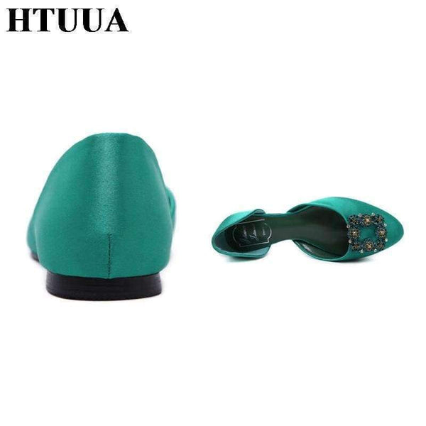 Planet Gates Black / 35 HTUUA 2018 New Arrival Women Flats Spring Summer Silk Crystal Fashion Ballerina Ballet Flat Shoes Slip On Work Shoes SX1043