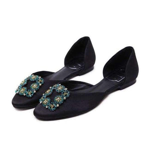 Planet Gates Black / 35 HTUUA 2018 New Arrival Women Flats Spring Summer Silk Crystal Fashion Ballerina Ballet Flat Shoes Slip On Work Shoes SX1043
