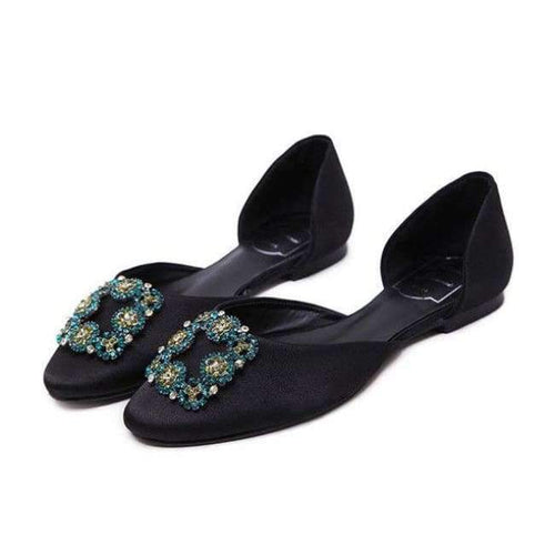 Planet Gates Black / 35 HTUUA 2018 New Arrival Women Flats Spring Summer Silk Crystal Fashion Ballerina Ballet Flat Shoes Slip On Work Shoes SX1043