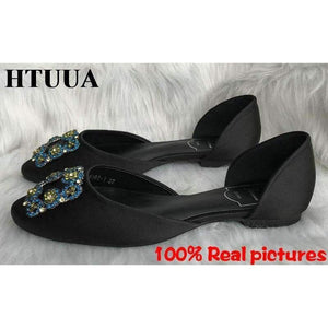 Planet Gates Black / 35 HTUUA 2018 New Arrival Women Flats Spring Summer Silk Crystal Fashion Ballerina Ballet Flat Shoes Slip On Work Shoes SX1043