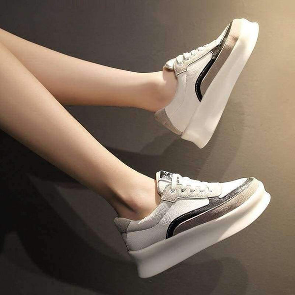 Planet Gates Black / 35 SWYIVY Thick Bottom White Vulcanize Shoes Woman 2018 Autumn New Flats Platform Sneakers Ladies Casual Shoes Student Sneakres