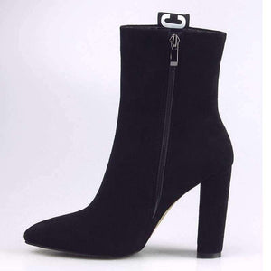 Planet Gates Black / 36 Perixir Faux Suede fashion Ankle Boots for Women Shoes Pointed Toe High Square Heel Botas Mujer Botte Femme