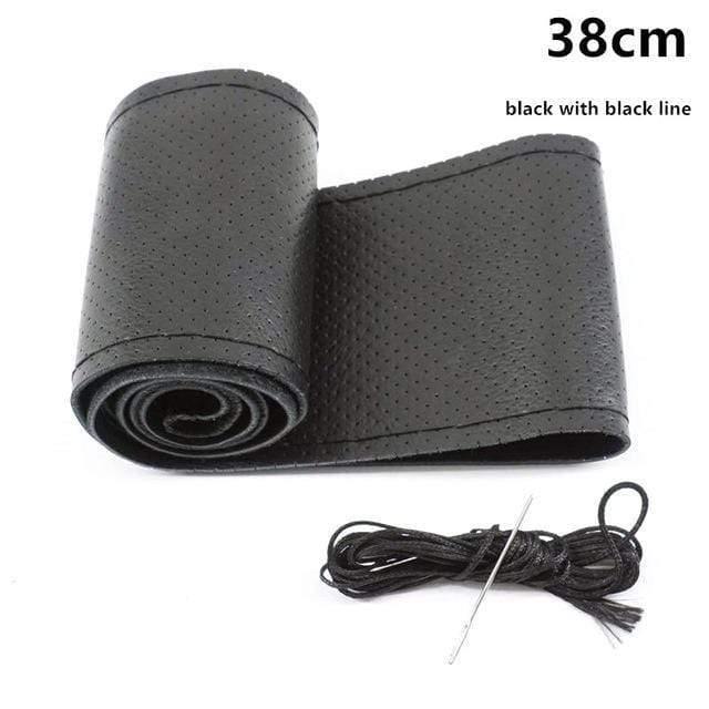 Planet Gates Genuine Leather Car Steering Wheel Cover Soft Anti slip 100% Cowhide Braid With Needles Thread 36 38 40 cm Size