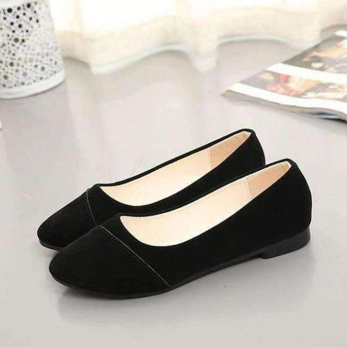 2018 New Arrived Simple Design Pointed Toe Suede Women Flats Shallow Slip On Comfort Boat Shoes Fashion Office Lady Casual Shoes - Black / 4
