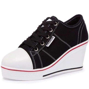Planet Gates black / 4 2018 new Women Vulcanize Shoes Platform Breathable Canvas Shoes Woman Wedge Sneakers Casual Fashion Candy Color Students