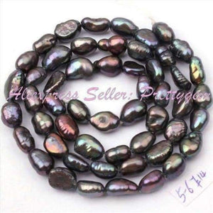 Planet Gates Black 4-6x5-8mm Freeform Freshwater Pearl Natural Stone Beads For Necklace Bracelet Jewelry Making Spacer Strand 14" Free Shipping