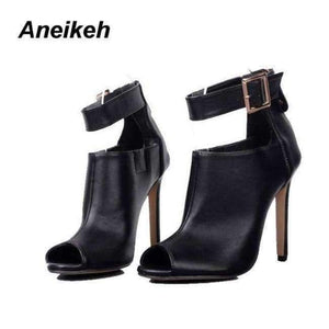 Planet Gates Black / 4 Aneikeh Gladiator Women Pumps Ladies Sexy Buckle Strap Roman High Heels Open Toe Sandals Party Wedding Shoes Size 35-40 Black