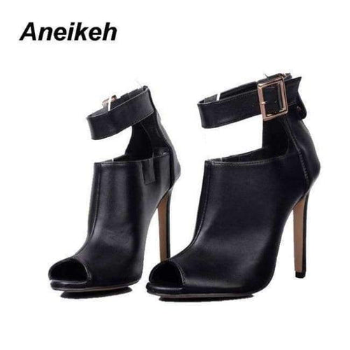 Planet Gates Black / 4 Aneikeh Gladiator Women Pumps Ladies Sexy Buckle Strap Roman High Heels Open Toe Sandals Party Wedding Shoes Size 35-40 Black
