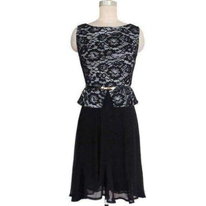 Planet Gates Black / 4 / China Cocktail Dress 2018 Elegant Fake Two Pieces Chiffon Lace Party Gown with Belt Sleeveless Knee Length vestido coctel