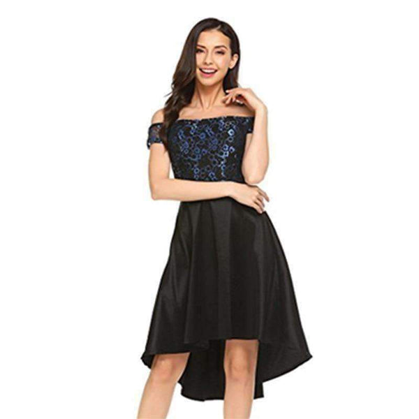 Planet Gates Black / 4 / China Cocktail Dresses Unique High/Low Embroidery Lace Short Party Gown CG00718 Vintage Knee Length vestido coctel