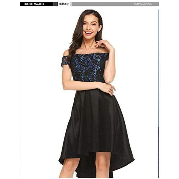 Planet Gates Black / 4 / China Cocktail Dresses Unique High/Low Embroidery Lace Short Party Gown CG00718 Vintage Knee Length vestido coctel