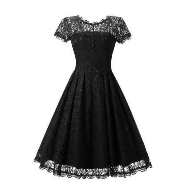 Planet Gates Black / 4 Cocktail Dresses A-Line Scoop Neckline lace Elegant Summer Women 2018 Short Vestidos Sexy Women button Cocktail Dresses