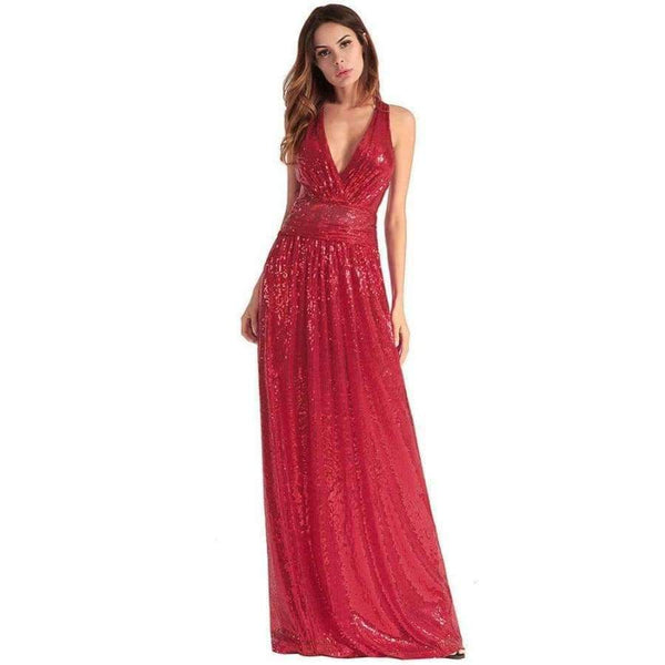 Planet Gates Black / 4 European American fashion women back strap sexy black long Bridesmaid dresses cross-back sequined wedding party dress