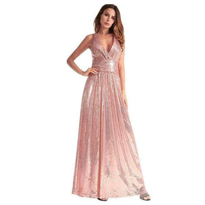 Planet Gates Black / 4 European American fashion women back strap sexy black long Bridesmaid dresses cross-back sequined wedding party dress