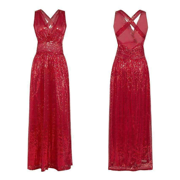 Planet Gates Black / 4 European American fashion women back strap sexy black long Bridesmaid dresses cross-back sequined wedding party dress