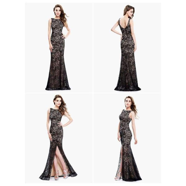 Planet Gates Black / 4 Evening Dress Ever Pretty EP08859 2018 Long Sexy Sleeveless Split Formal Celebrity Lace Evening Gown Dresses robe longue