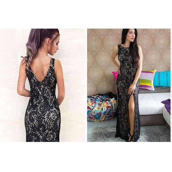 Planet Gates Black / 4 Evening Dress Ever Pretty EP08859 2018 Long Sexy Sleeveless Split Formal Celebrity Lace Evening Gown Dresses robe longue