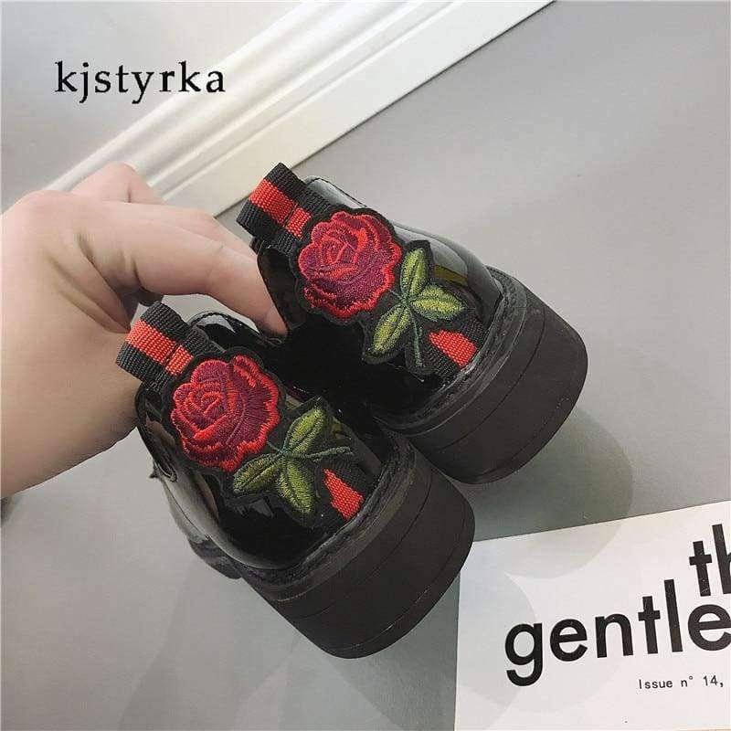 Planet Gates Black / 4 Kjstyrka 2018 Handmade Women Flats The paint on the skin Oxfords Shoes Woman Fashion flower Moccasins For Women Sapatos Mujer