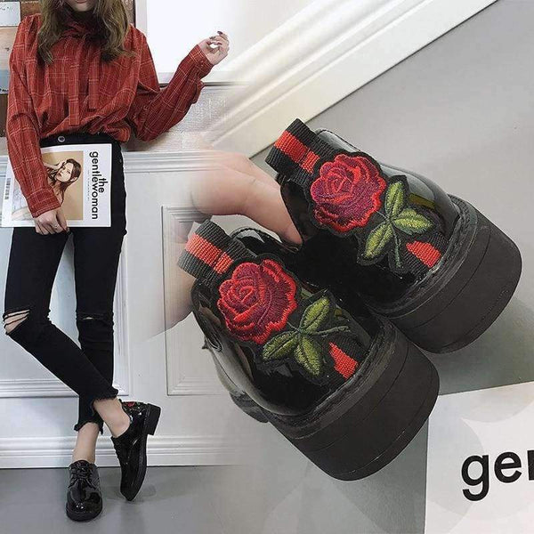 Planet Gates Black / 4 Kjstyrka 2018 Handmade Women Flats The paint on the skin Oxfords Shoes Woman Fashion flower Moccasins For Women Sapatos Mujer