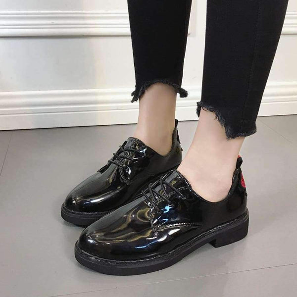 Planet Gates Black / 4 Kjstyrka 2018 Handmade Women Flats The paint on the skin Oxfords Shoes Woman Fashion flower Moccasins For Women Sapatos Mujer