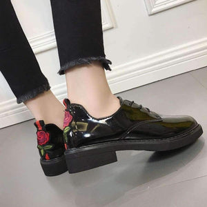 Planet Gates Black / 4 Kjstyrka 2018 Handmade Women Flats The paint on the skin Oxfords Shoes Woman Fashion flower Moccasins For Women Sapatos Mujer