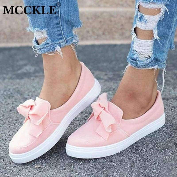 Planet Gates Black / 4 MCCKLE Women Loafers Plus Size Platform Slip On Bowtie Flat Shoes Sewing Casual Bowknot Shoe For Female Flock Moccasins Footwear