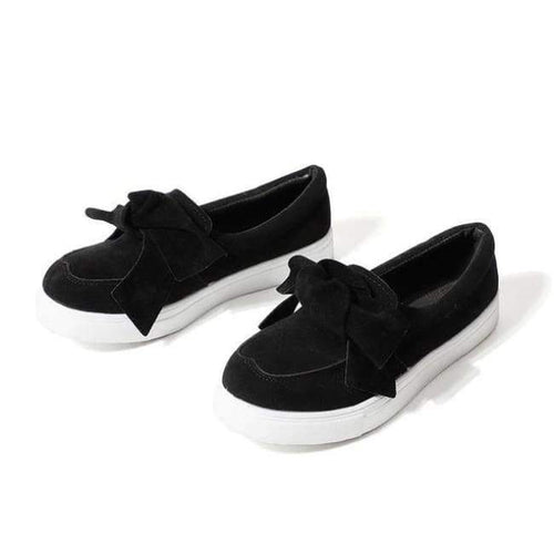 Planet Gates Black / 4 MCCKLE Women Loafers Plus Size Platform Slip On Bowtie Flat Shoes Sewing Casual Bowknot Shoe For Female Flock Moccasins Footwear