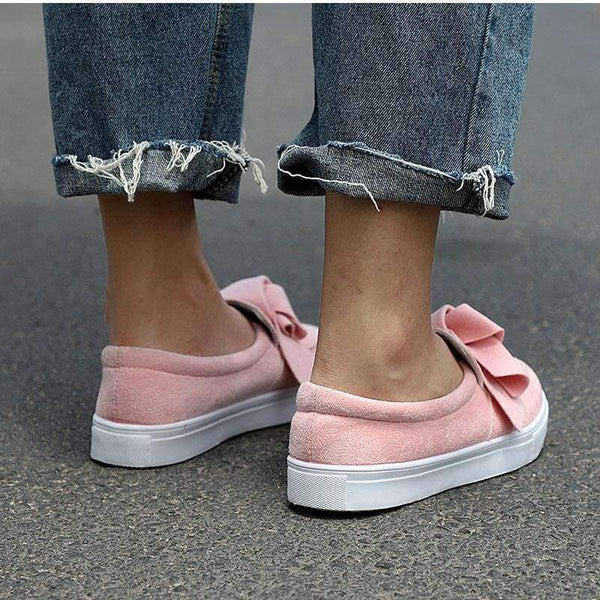 Planet Gates Black / 4 MCCKLE Women Loafers Plus Size Platform Slip On Bowtie Flat Shoes Sewing Casual Bowknot Shoe For Female Flock Moccasins Footwear