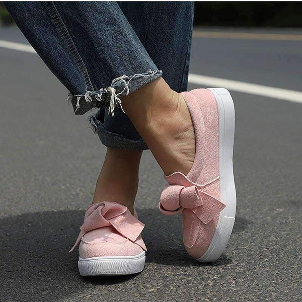 Planet Gates Black / 4 MCCKLE Women Loafers Plus Size Platform Slip On Bowtie Flat Shoes Sewing Casual Bowknot Shoe For Female Flock Moccasins Footwear