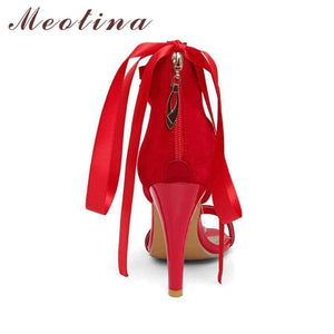 Planet Gates Black / 4 Meotina Women Shoes Sandals 2018 Summer Cross Tied High Heel Sandals Gladiator Women Sexy Party Heels Blue Red Large Size 44 45