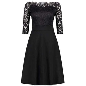 Planet Gates black / 4 Navy Blue Cocktail Dresses Elegant Short Little Black Dress Lace Off shoulder Formal Dresses Short Sleeve Satin Prom Gown