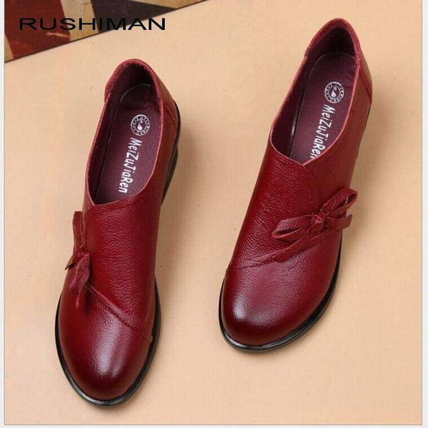 Planet Gates Black / 4 RUSHIMAN Spring Autumn Fashion Loafers 100% Genuine Leather Single Shoes Soft Casual Flat Shoes Women Flats mother shoes 35-40 #