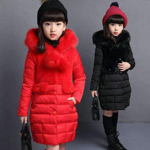 Planet Gates Black / 4 Winter Big Girls Warm Thick Jacket Outwear Clothes Cotton Padded Kids Teenage Coat Children Faux Fur Hooded Parkas P28