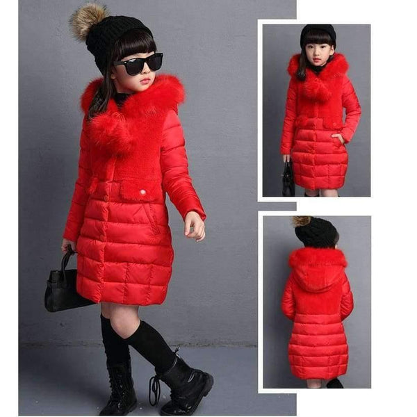 Planet Gates Black / 4 Winter Big Girls Warm Thick Jacket Outwear Clothes Cotton Padded Kids Teenage Coat Children Faux Fur Hooded Parkas P28