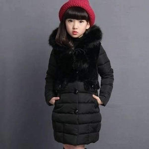 Planet Gates Black / 4 Winter Big Girls Warm Thick Jacket Outwear Clothes Cotton Padded Kids Teenage Coat Children Faux Fur Hooded Parkas P28