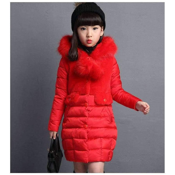 Planet Gates Black / 4 Winter Big Girls Warm Thick Jacket Outwear Clothes Cotton Padded Kids Teenage Coat Children Faux Fur Hooded Parkas P28