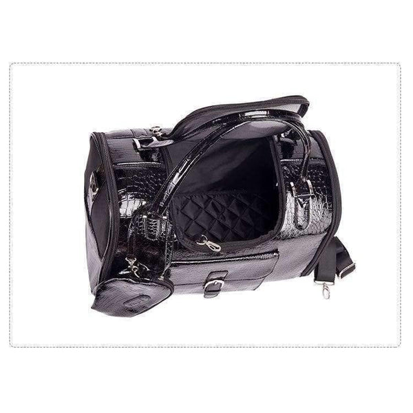 Planet Gates Black / 40x26x20cm Portable Outdoor Pet Cat Dog Carrier Bag With Purse Pu Leather Travel Small Dog Chihuahua Teddy Carrying Bag Handbag