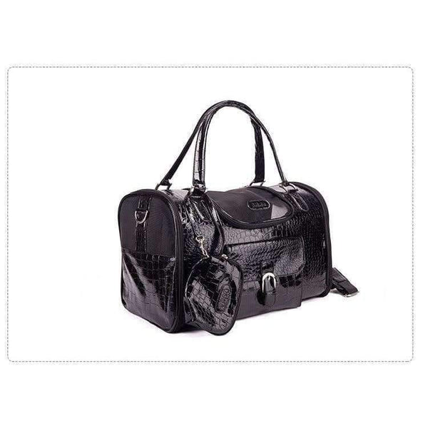 Planet Gates Black / 40x26x20cm Portable Outdoor Pet Cat Dog Carrier Bag With Purse Pu Leather Travel Small Dog Chihuahua Teddy Carrying Bag Handbag