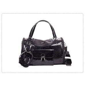 Planet Gates Black / 40x26x20cm Portable Outdoor Pet Cat Dog Carrier Bag With Purse Pu Leather Travel Small Dog Chihuahua Teddy Carrying Bag Handbag