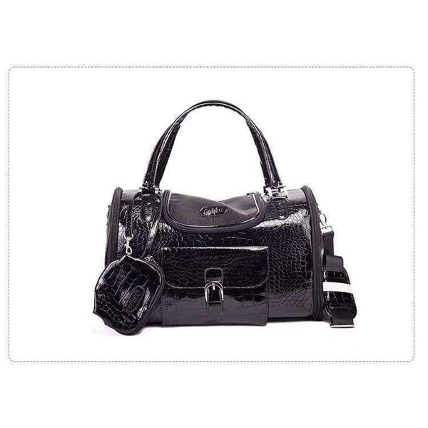 Planet Gates Black / 40x26x20cm Portable Outdoor Pet Cat Dog Carrier Bag With Purse Pu Leather Travel Small Dog Chihuahua Teddy Carrying Bag Handbag