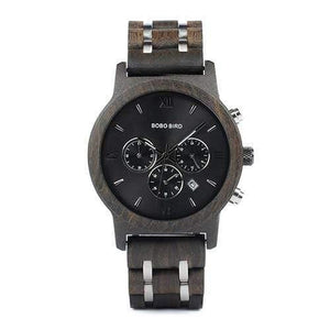 Planet Gates black 43mm Wooden Watches for Lovers Wood and Steel Combined Design with Stop Watch Three Colors Option