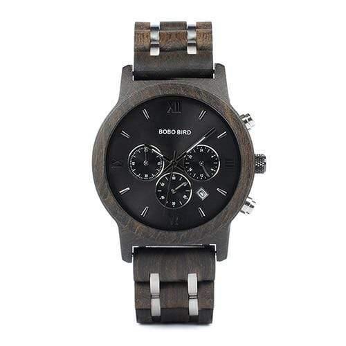 Planet Gates black 43mm Wooden Watches for Lovers Wood and Steel Combined Design with Stop Watch Three Colors Option
