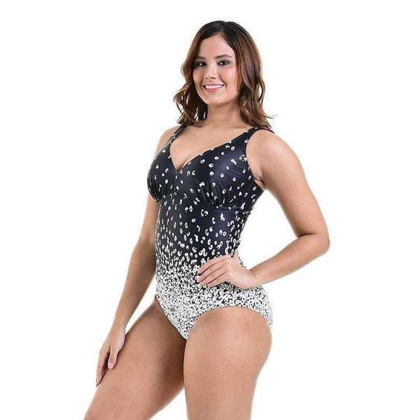 Planet Gates Black / 44 Women Swimwear One Pieces Swimsuits Summer Print Floral High Waist Bodysuit Bathing Suits Black Plus Size Swimwear