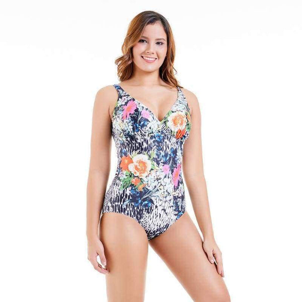 Planet Gates Black / 44 Women Swimwear One Pieces Swimsuits Summer Print Floral High Waist Bodysuit Bathing Suits Black Plus Size Swimwear