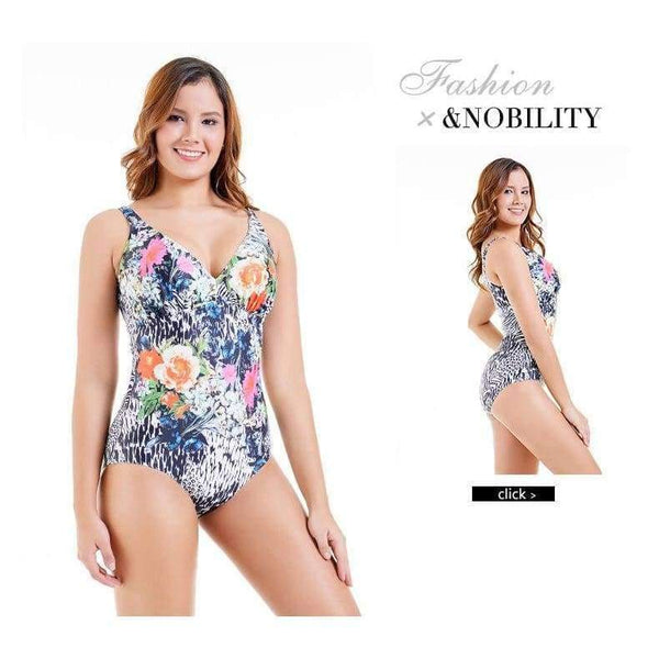 Planet Gates Black / 44 Women Swimwear One Pieces Swimsuits Summer Print Floral High Waist Bodysuit Bathing Suits Black Plus Size Swimwear