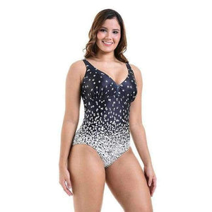 Planet Gates Black / 44 Women Swimwear One Pieces Swimsuits Summer Print Floral High Waist Bodysuit Bathing Suits Black Plus Size Swimwear