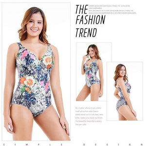 Planet Gates Black / 44 Women Swimwear One Pieces Swimsuits Summer Print Floral High Waist Bodysuit Bathing Suits Black Plus Size Swimwear