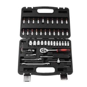 Planet Gates Black / 46Pcs 46 Pcs Spanner Socket Set 1/4-Inch Car Repair Tool Ratchet Torque Wrench Combination Tools Set Auto Repairing hand Tools